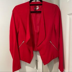 H&M red crop blazer size 6